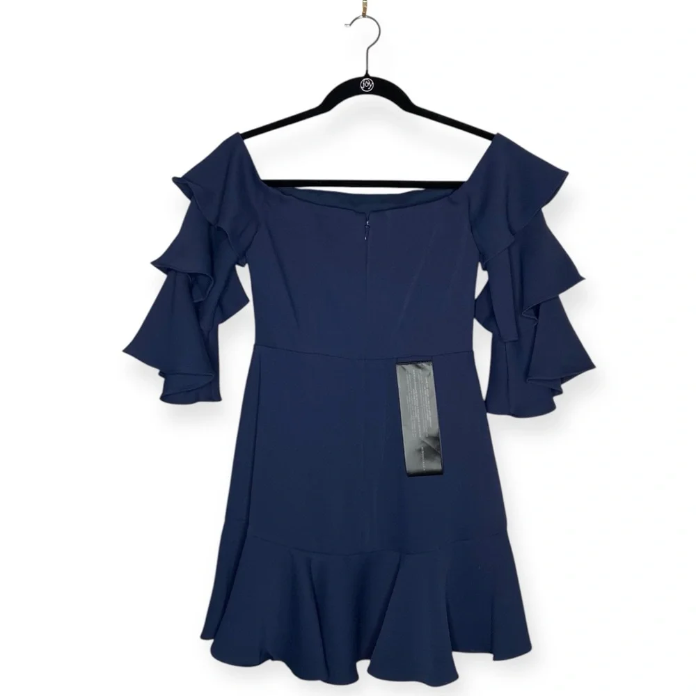 BCBGMaxAzria Navy Mini Dress, Off the‎ Shoulder, Tiered, NWT, size 2